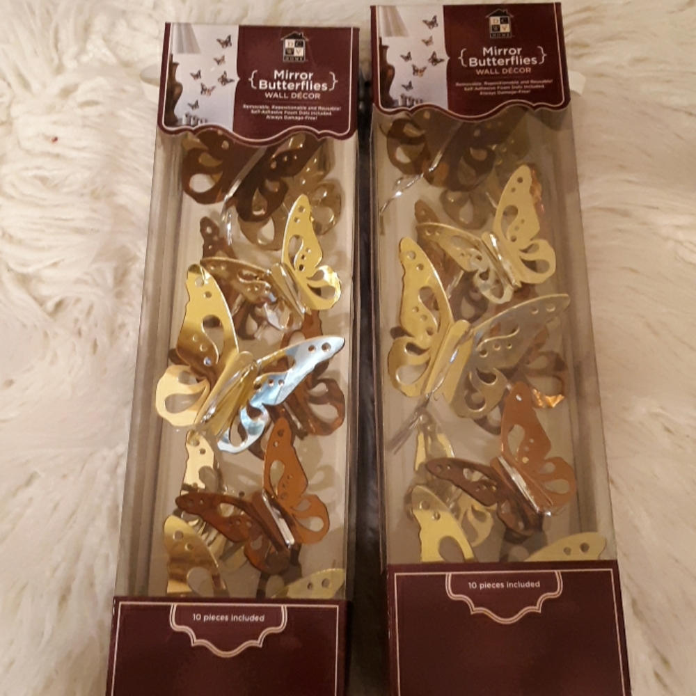 Mirror Butterflies Wall Decor NIB(Set)